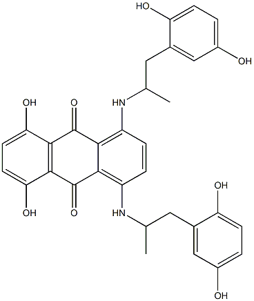 1,4-Bis[(1-methyl-2-(2,5-dihydroxyphenyl)ethyl)amino]-5,8-dihydroxyanthraquinone Struktur