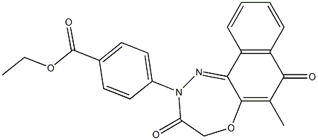 6-Methyl-2,4-dihydro-2-[4-(ethoxycarbonyl)phenyl]naphth[2,1-b][1,4,5]oxadiazepine-3,7-dione Struktur