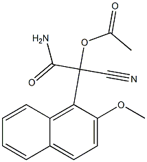 2-(2-Methoxy-1-naphtyl)-2-cyano-2-acetoxyacetamide Struktur