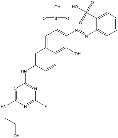 7-[[4-Fluoro-6-[(2-hydroxyethyl)amino]-1,3,5-triazin-2-yl]amino]-4-hydroxy-3-[(2-sulfophenyl)azo]-2-naphthalenesulfonic acid Struktur