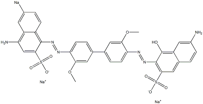 6-Amino-3-[[4'-[(4-amino-6-sodiosulfo-1-naphthalenyl)azo]-3,3'-dimethoxy-1,1'-biphenyl-4-yl]azo]-4-hydroxynaphthalene-2-sulfonic acid sodium salt Struktur