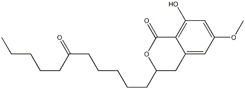 3,4-Dihydro-8-hydroxy-6-methoxy-3-(6-oxoundecyl)-1H-2-benzopyran-1-one Struktur