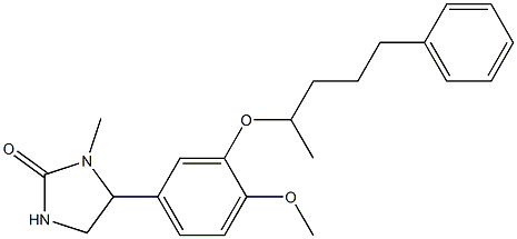 3-Methyl-4-[3-(1-methyl-4-phenylbutoxy)-4-methoxyphenyl]-2-imidazolidone Struktur