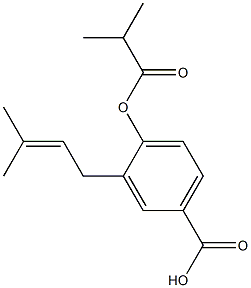 3-(3-Methyl-2-butenyl)-4-isobutyryloxybenzoic acid Struktur