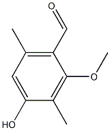 4-Hydroxy-2-methoxy-3,6-dimethylbenzaldehyde Struktur