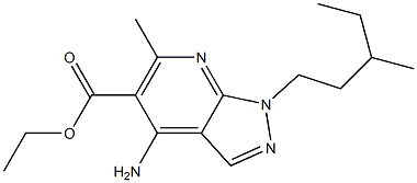 1-(3-Methylpentyl)-4-amino-6-methyl-1H-pyrazolo[3,4-b]pyridine-5-carboxylic acid ethyl ester Struktur