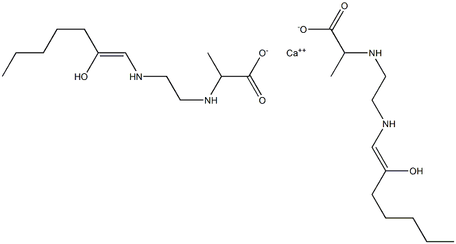 Bis[2-[N-[2-[N-(2-hydroxy-1-heptenyl)amino]ethyl]amino]propionic acid]calcium salt Struktur