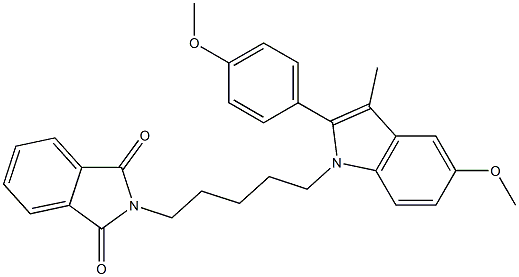 N-[5-[5-Methoxy-2-(4-methoxyphenyl)-3-methyl-1H-indol-1-yl]pentyl]phthalimide Struktur