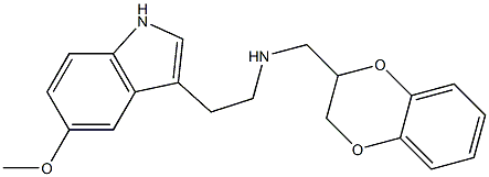 2-[[[2-(5-Methoxy-1H-indol-3-yl)ethyl]amino]methyl]-1,4-benzodioxane Struktur