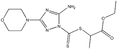 5-Amino-3-morpholino-1H-1,2,4-triazole-1-dithiocarboxylic acid 1-ethoxycarbonylethyl ester Struktur