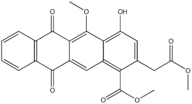 1-Hydroxy-12-methoxy-4-(methoxycarbonyl)-3-[(methoxycarbonyl)methyl]-6,11-naphthacenedione Struktur