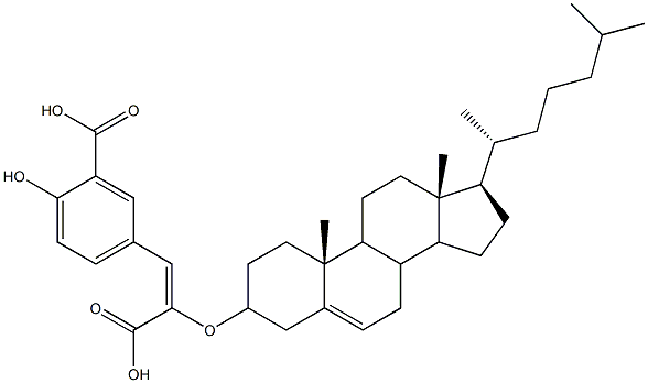 (E)-2-[(Cholest-5-en-3-yl)oxy]-3-(3-carboxy-4-hydroxyphenyl)propenoic acid Struktur