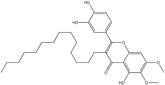 5-Hydroxy-2-(3,4-dihydroxyphenyl)-6,7-dimethoxy-3-tetradecyl-4H-1-benzopyran-4-one Struktur