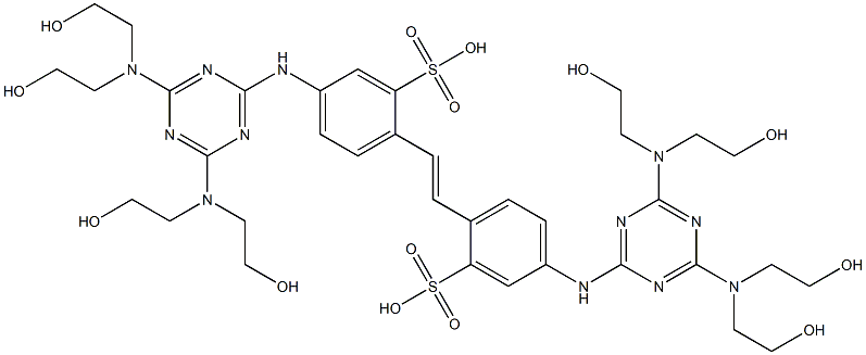 2,2'-(1,2-Ethenediyl)bis[5-[[4,6-bis[bis(2-hydroxyethyl)amino]-1,3,5-triazin-2-yl]amino]benzenesulfonic acid] Struktur