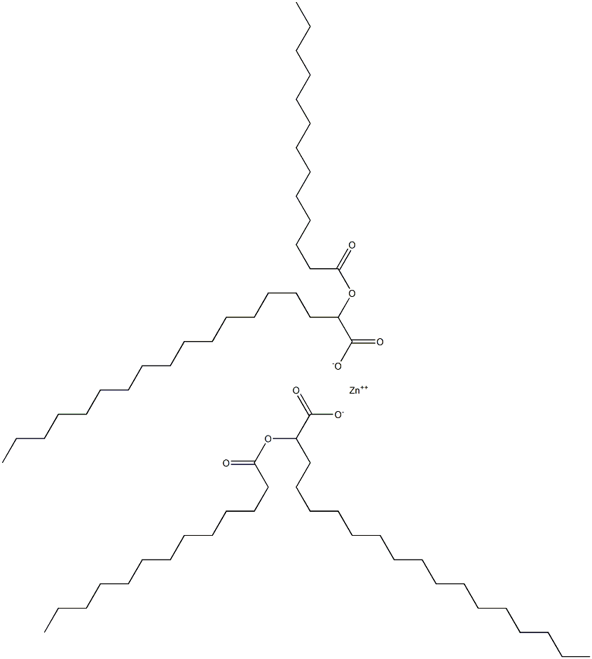 Bis(2-tridecanoyloxyoctadecanoic acid)zinc salt Struktur