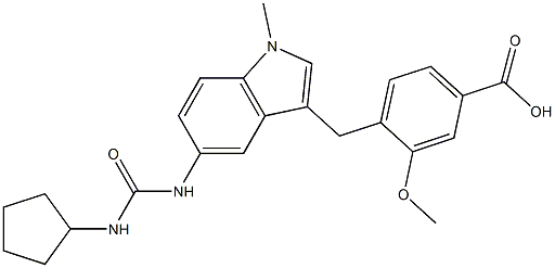 4-[5-(3-Cyclopentylureido)-1-methyl-1H-indol-3-ylmethyl]-3-methoxybenzoic acid Struktur