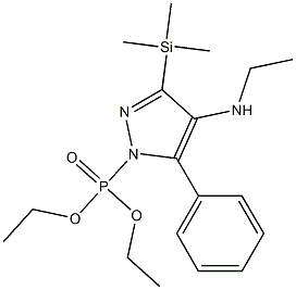 1-(Diethoxyphosphinyl)-5-phenyl-4-(ethylamino)-3-(trimethylsilyl)-1H-pyrazole Struktur