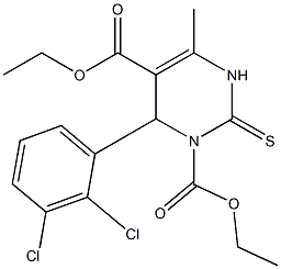 1,2,3,4-Tetrahydro-6-methyl-4-(2,3-dichlorophenyl)-2-thioxopyrimidine-3,5-dicarboxylic acid diethyl ester Struktur