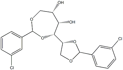 1-O,2-O:3-O,6-O-Bis(3-chlorobenzylidene)-L-glucitol Struktur