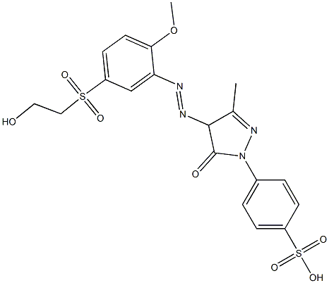 4-[4-[5-(2-Hydroxyethylsulfonyl)-2-methoxyphenylazo]-3-methyl-5-oxo-2-pyrazolin-1-yl]benzenesulfonic acid Struktur