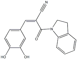 3-(3,4-Dihydroxyphenyl)-2-[(2,3-dihydro-1H-indol)-1-ylcarbonyl]acrylonitrile Struktur