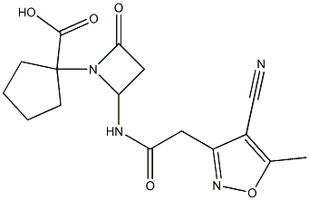 1-[2-Oxo-4-[2-(4-cyano-5-methylisoxazol-3-yl)acetylamino]azetidin-1-yl]cyclopentane-1-carboxylic acid Struktur