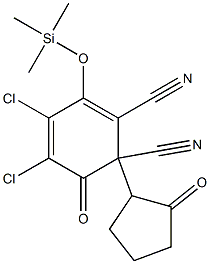 2,3-Dichloro-5,6-dicyano-4-(trimethylsilyloxy)-6-(2-oxocyclopentyl)-2,4-cyclohexadien-1-one Struktur