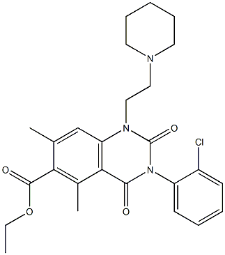 1,2,3,4-Tetrahydro-3-(2-chlorophenyl)-1-(2-piperidinoethyl)-5,7-dimethyl-2,4-dioxoquinazoline-6-carboxylic acid ethyl ester Struktur