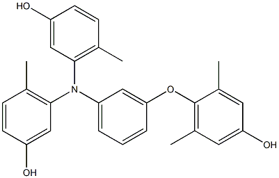 N,N-Bis(3-hydroxy-6-methylphenyl)-3-(4-hydroxy-2,6-dimethylphenoxy)benzenamine Struktur