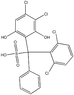 (2,6-Dichlorophenyl)(3,4-dichloro-2,6-dihydroxyphenyl)phenylmethanesulfonic acid Struktur