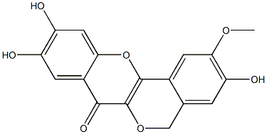 3,9,10-Trihydroxy-2-methoxy[2]benzopyrano[4,3-b][1]benzopyran-7(5H)-one Struktur