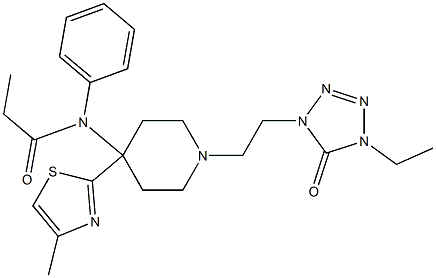 N-(Phenyl)-N-[1-[2-[(4-ethyl-5-oxo-1,4-dihydro-5H-tetrazol)-1-yl]ethyl]-4-(4-methylthiazol-2-yl)piperidin-4-yl]propanamide Struktur