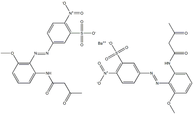 Bis[3-[2-(1,3-dioxobutylamino)-6-methoxyphenylazo]-6-nitrobenzenesulfonic acid]barium salt Struktur