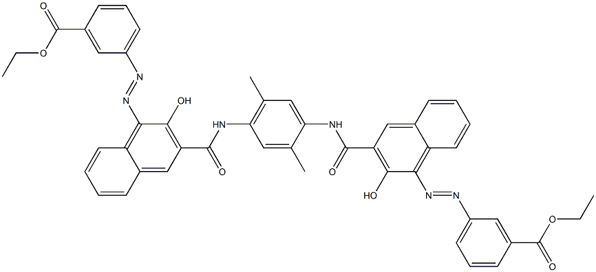 1,4-Bis[1-[[3-(ethoxycarbonyl)phenyl]azo]-2-hydroxy-3-naphthoylamino]-2,5-dimethylbenzene Struktur