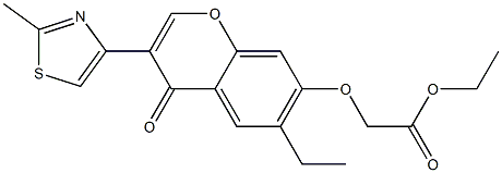 [6-Ethyl-3-(2-methylthiazol-4-yl)-4-oxo-4H-1-benzopyran-7-yloxy]acetic acid ethyl ester Struktur