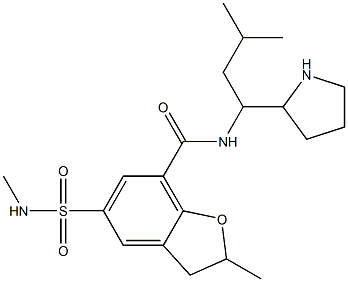 2,3-Dihydro-2-methyl-5-(methylaminosulfonyl)-N-[1-isobutyl-2-pyrrolidinylmethyl]benzofuran-7-carboxamide Struktur