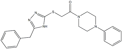 2-[[5-Benzyl-4H-1,2,4-triazol-3-yl]thio]-1-(4-phenylpiperazino)ethanone Struktur