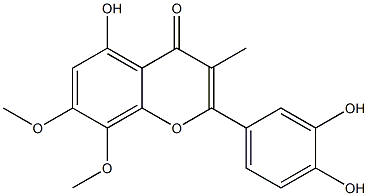 5-Hydroxy-2-(3,4-dihydroxyphenyl)-7,8-dimethoxy-3-methyl-4H-1-benzopyran-4-one Struktur