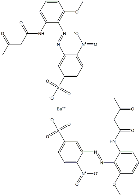 Bis[3-[2-(1,3-dioxobutylamino)-6-methoxyphenylazo]-4-nitrobenzenesulfonic acid]barium salt Struktur