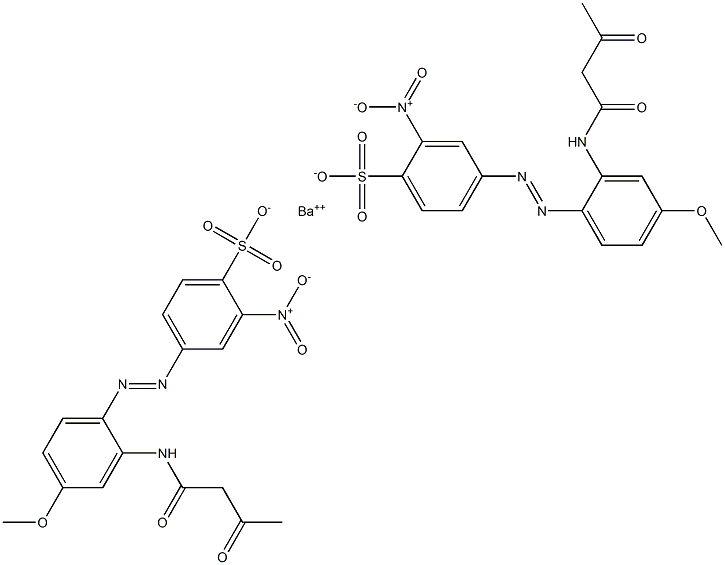 Bis[4-[2-(1,3-dioxobutylamino)-4-methoxyphenylazo]-2-nitrobenzenesulfonic acid]barium salt Struktur