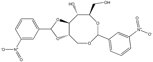 1-O,5-O:2-O,3-O-Bis(3-nitrobenzylidene)-D-glucitol Struktur