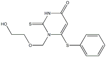 1,2-Dihydro-1-[(2-hydroxyethoxy)methyl]-6-phenylthio-2-thioxopyrimidin-4(3H)-one Struktur