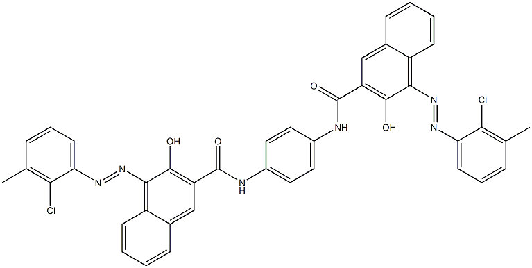 1,4-bis[1-(methylchlorophenylazo)-2-hydroxynaphthalene-3-carbonylamino]benzene Struktur