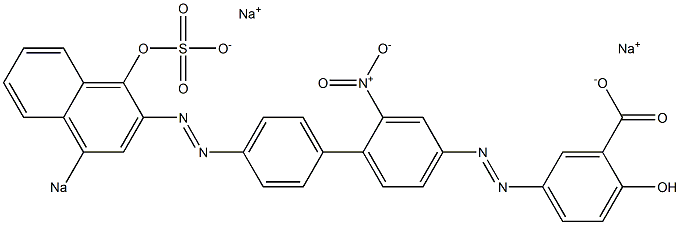 2-Hydroxy-5-[[4'-[(1-hydroxy-4-sodiosulfo-2-naphthalenyl)azo]-2-nitro-1,1'-biphenyl-4-yl]azo]benzoic acid sodium salt Struktur