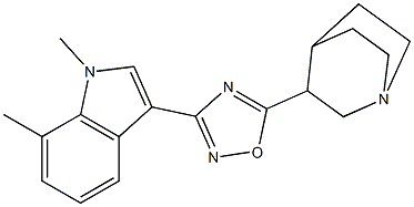 3-[5-(1-Azabicyclo[2.2.2]octan-3-yl)-1,2,4-oxadiazol-3-yl]-1,7-dimethyl-1H-indole Struktur