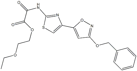 N-[4-[3-Benzyloxy-5-isoxazolyl]-2-thiazolyl]oxamidic acid 2-ethoxyethyl ester Struktur