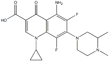 5-Amino-1-cyclopropyl-6,8-difluoro-1,4-dihydro-7-[3,4-dimethyl-1-piperazinyl]-4-oxoquinoline-3-carboxylic acid Struktur