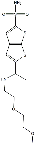 5-[1-[2-(2-Methoxyethoxy)ethylamino]ethyl]thieno[2,3-b]thiophene-2-sulfonamide Struktur