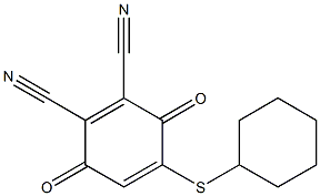 5-Cyclohexylthio-2,3-dicyano-1,4-benzoquinone Struktur