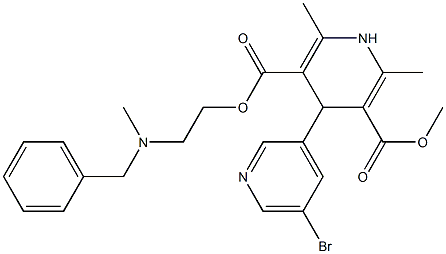 4-(5-Bromopyridin-3-yl)-1,4-dihydro-2,6-dimethylpyridine-3,5-dicarboxylic acid 3-methyl 5-[2-(N-methyl-N-benzylamino)ethyl] ester Struktur